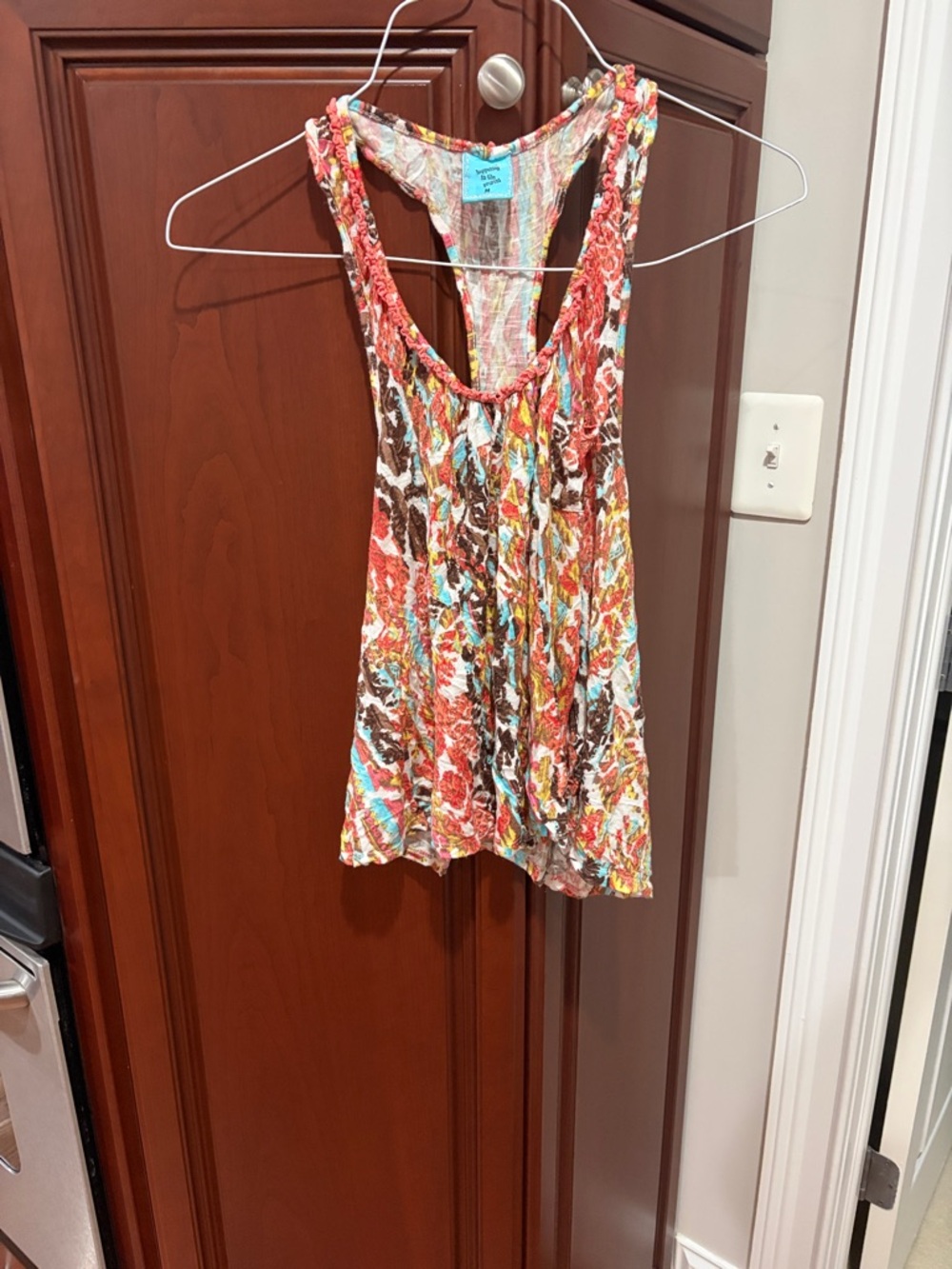 Lightweight Multicolor Racerback Tank Top - Coral & Aqua